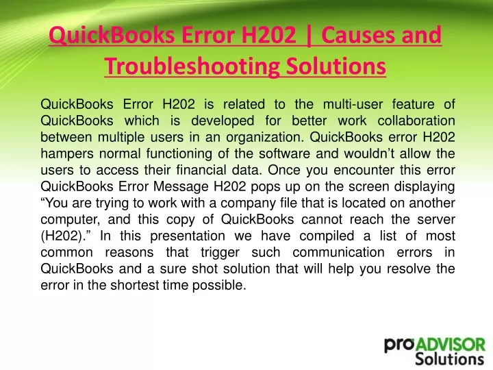 quickbooks error h202 causes and troubleshooting