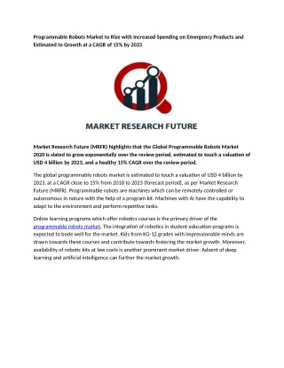 programmable robots market to rise with increased