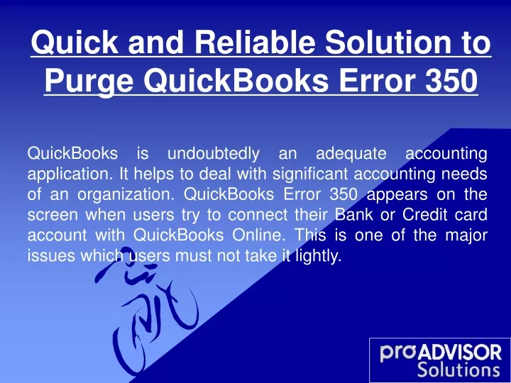 quick and reliable solution to purge quickbooks error 350
