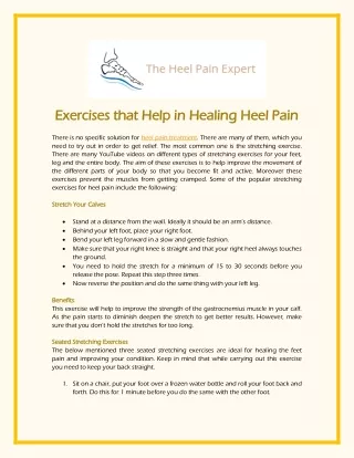 Exercises that Help in Healing Heel Pain