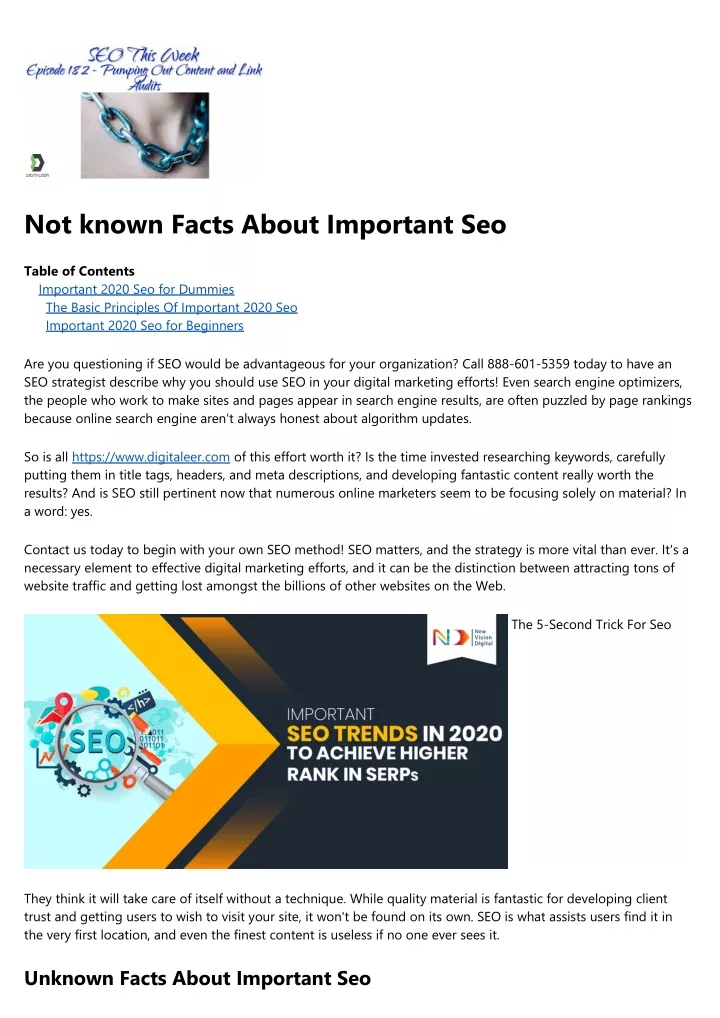 not known facts about important seo