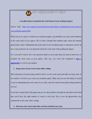 4 excellent ideas to maintain the word count