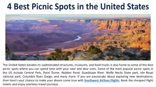 4 Best Picnic Spots in the United States