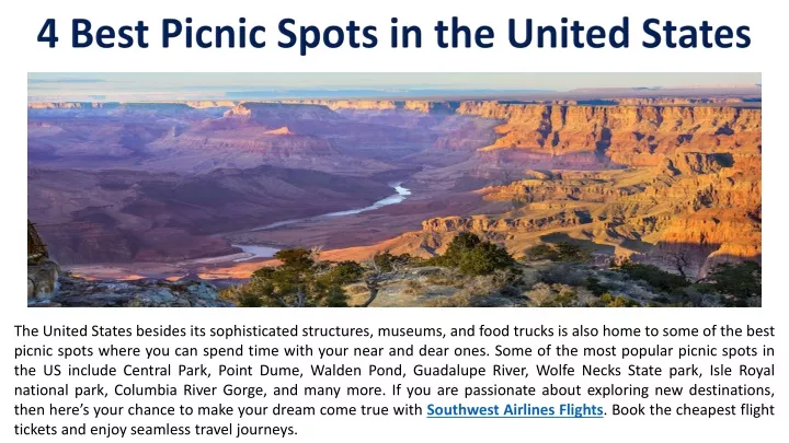 4 best picnic spots in the united states