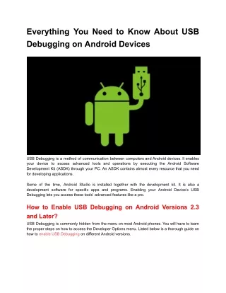 Know Everything About USB Debugging on Android Devices