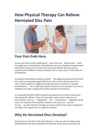 How Physical Therapy Can Relieve Herniated Disc Pain