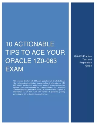 10 actionable tips to ace your oracle 1z0 063 exam