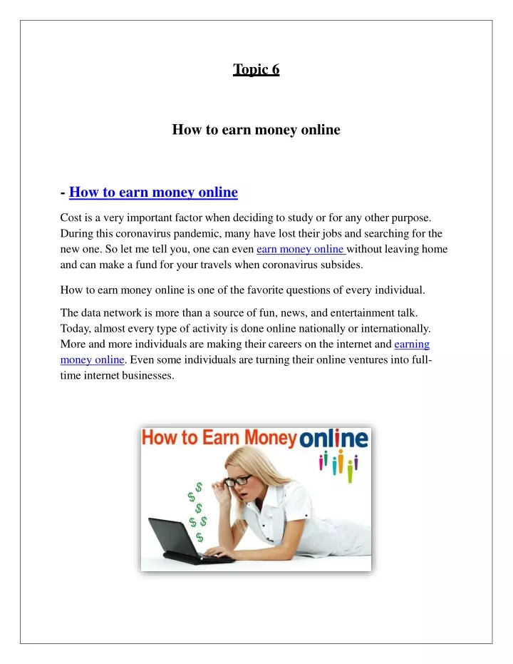 topic 6 how to earn money online