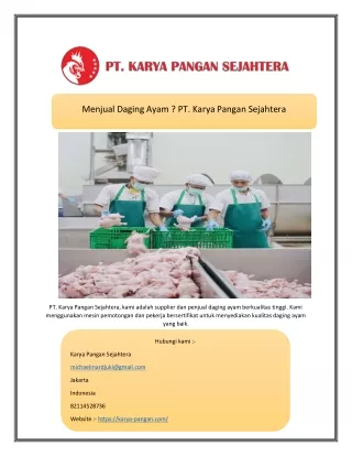 Menjual Daging Ayam ? PT. Karya Pangan Sejahtera