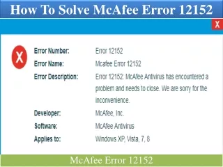 How To Solve McAfee error 12152