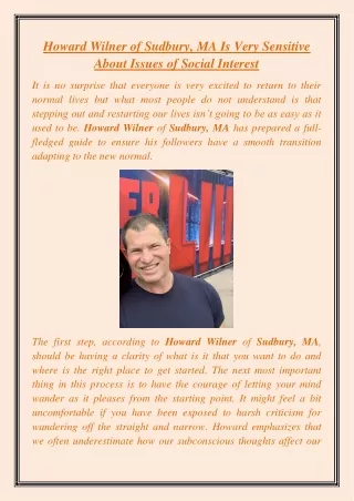 howard wilner of sudbury ma is very sensitive