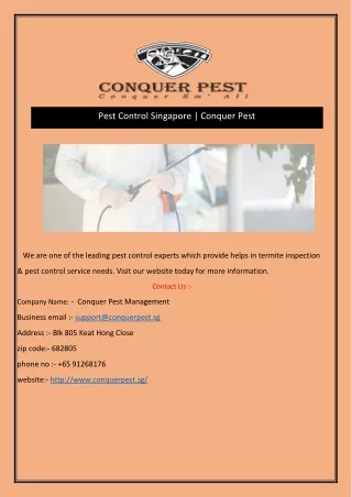 pest control singapore conquer pest