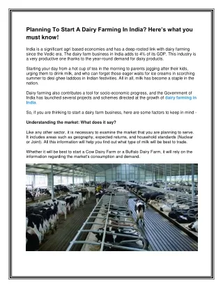 CEDSI- Dairy Farming in India