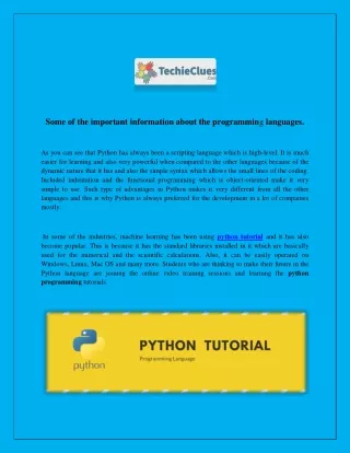 Some of the important information about the programming languages.