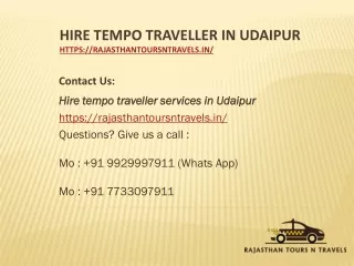 Hire Tempo Traveller in Udaipur