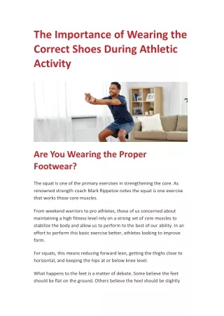 The Importance of Wearing the Correct Shoes During Athletic Activity