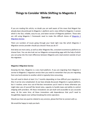 things to consider while shifting to magento