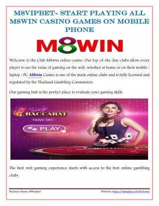 M8vipbet- Start playing all M8win casino games on mobile phone
