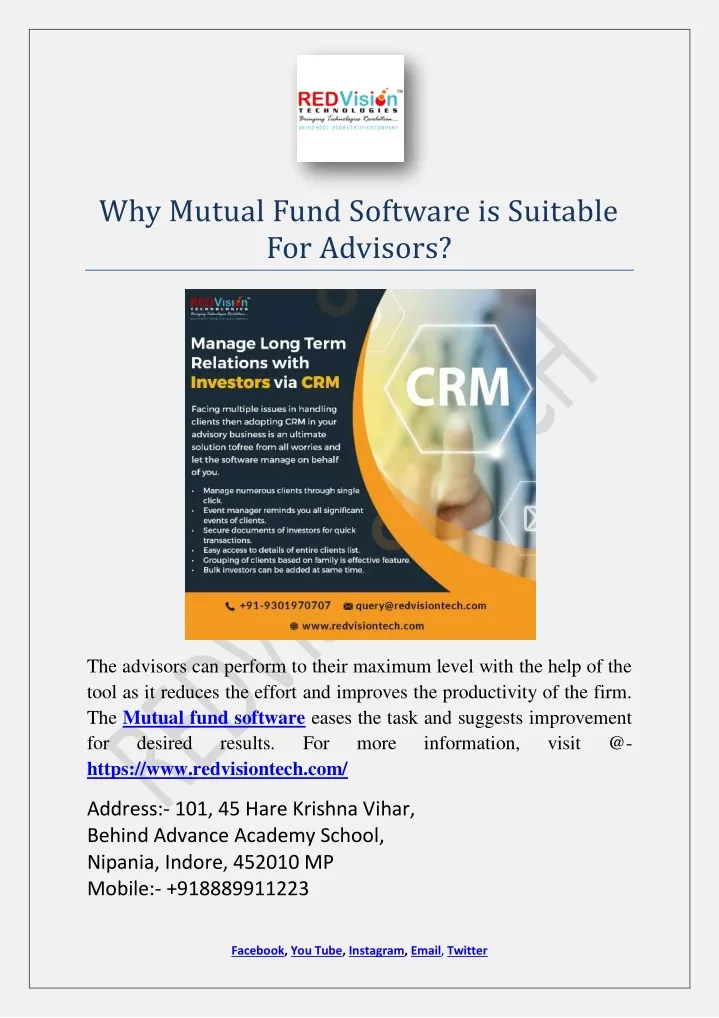 why mutual fund software is suitable for advisors
