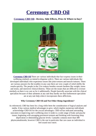 Five Little Tricks To Achieve The Best Results In Ceremony CBD Oil.