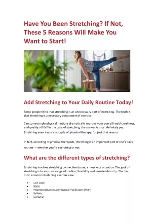 Have You Been Stretching? If Not, These 5 Reasons Will Make You Want to Start!