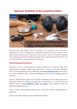 Important Guidelines to Buy Earphones Online