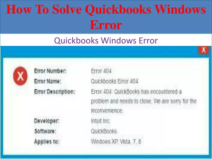 how to solve quickbooks windows error