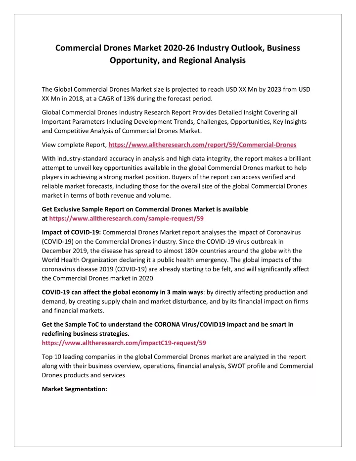 commercial drones market 2020 26 industry outlook