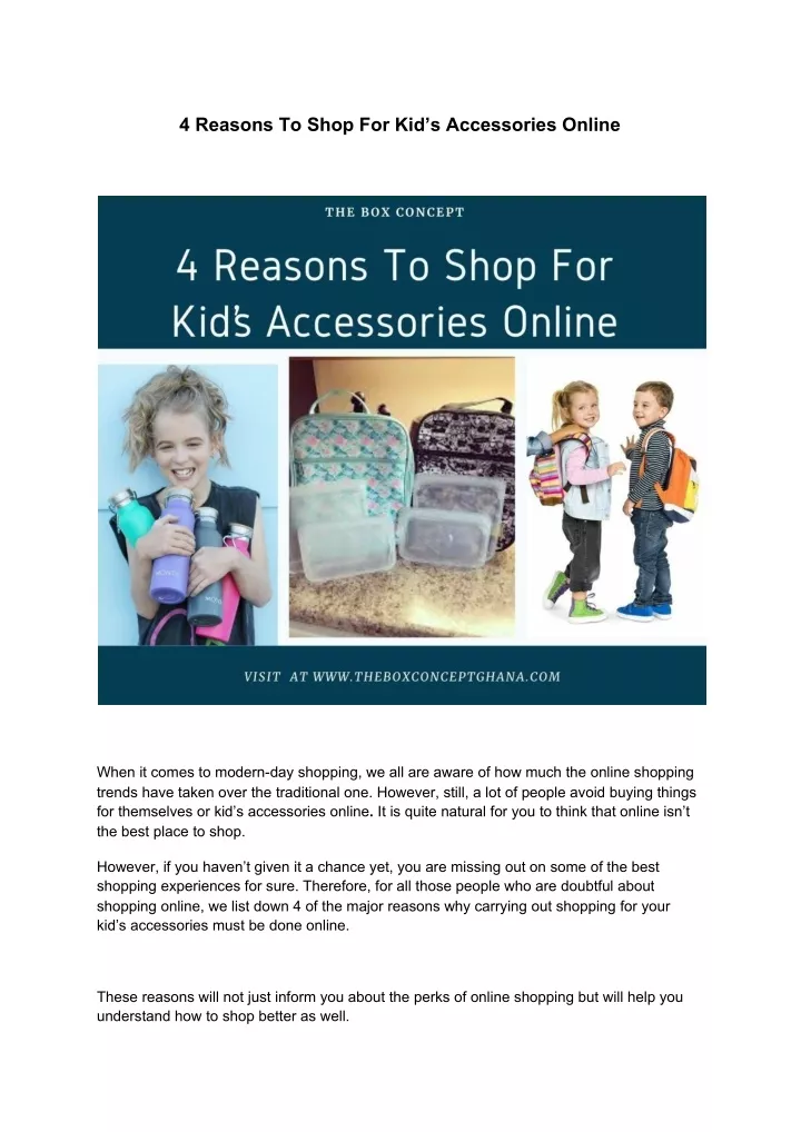 4 reasons to shop for kid s accessories online