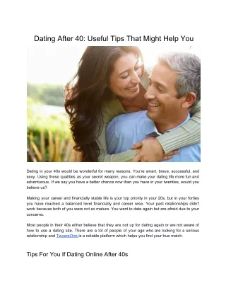 Dating After 40: Useful Tips That Might Help You