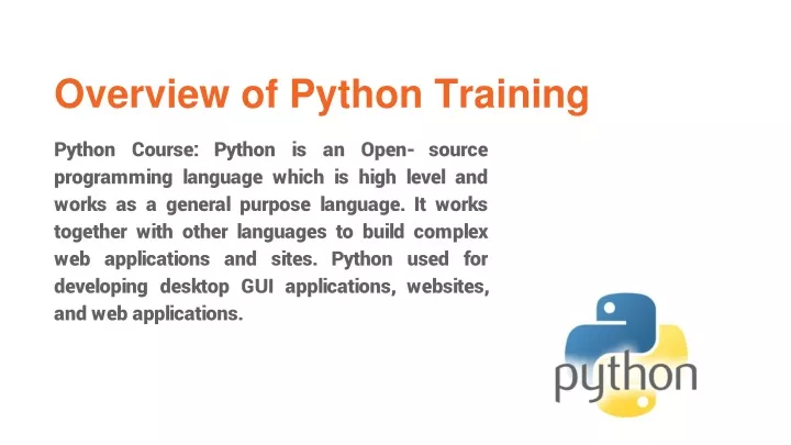 overview of python training