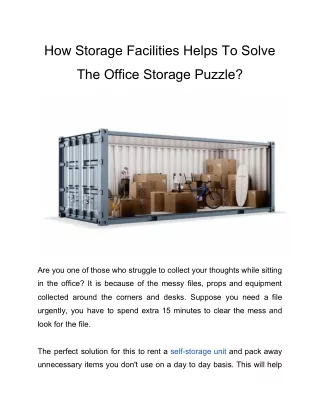 How Storage Facilities Helps To Solve The Office Storage Puzzle?