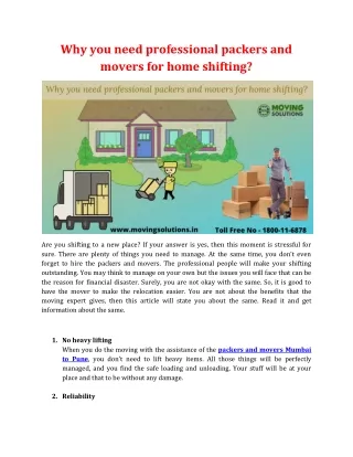 why you need professional packers and movers