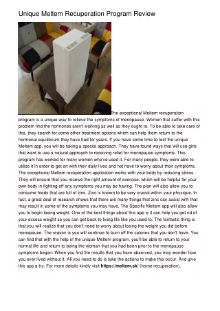 unique meltem recuperation program review