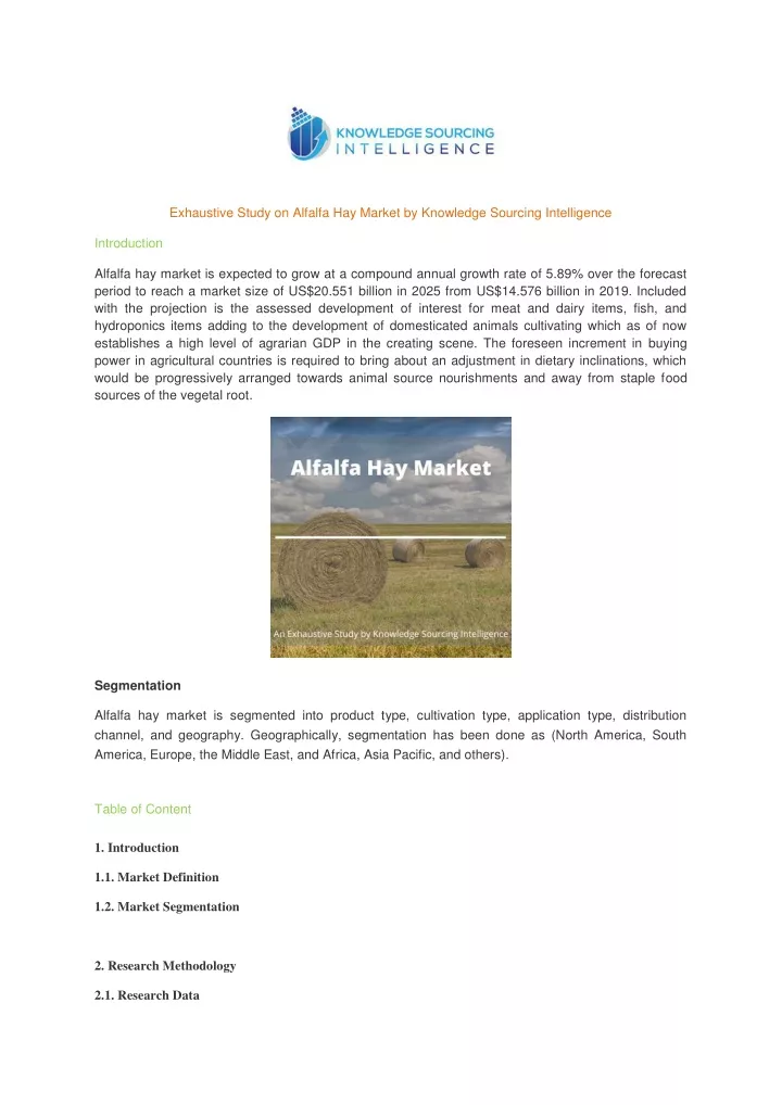 exhaustive study on alfalfa hay market