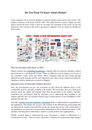 do you want to know about market