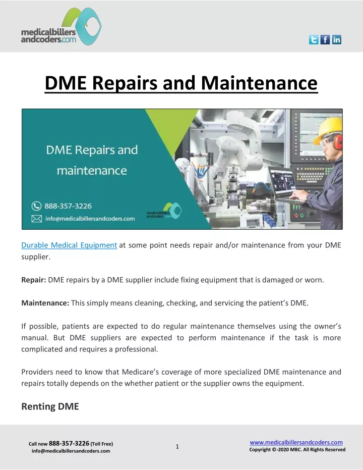 dme repairs and maintenance