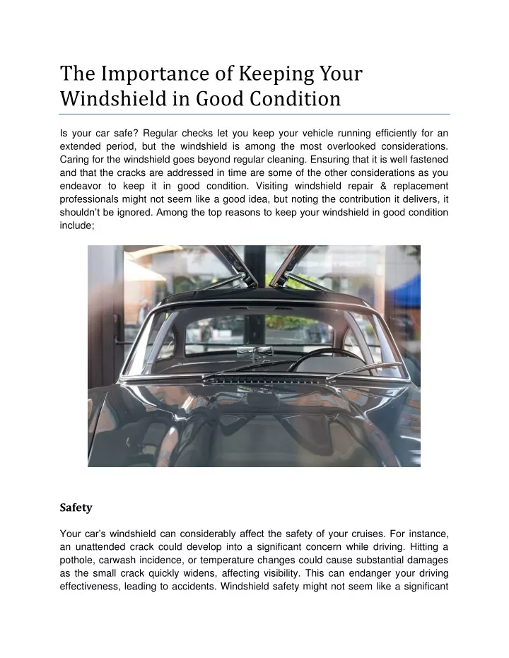 the importance of keeping your windshield in good