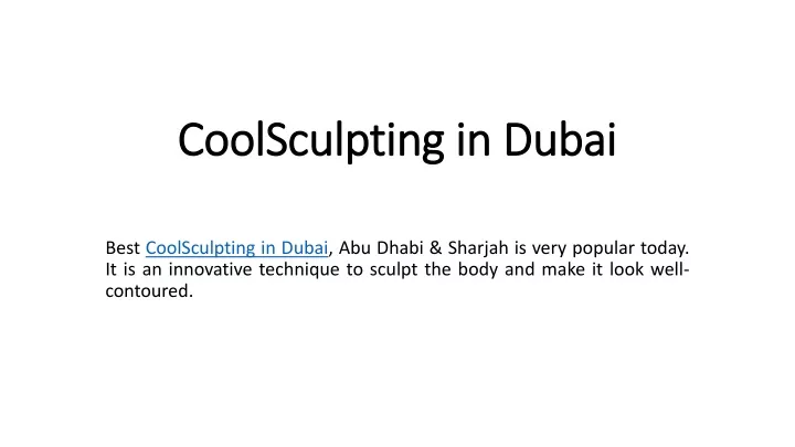 coolsculpting in dubai