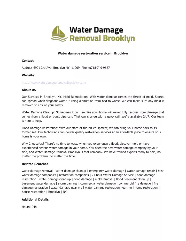 water damage restoration service in brooklyn