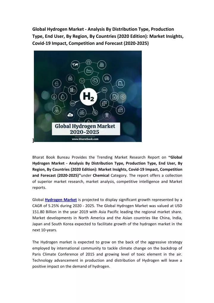 global hydrogen market analysis by distribution