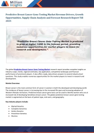 predictive breast cancer gene testing market
