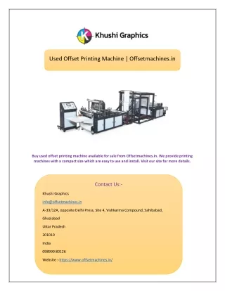Used Offset Printing Machine | Offsetmachines.in