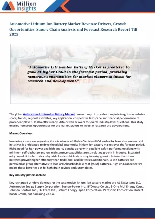 automotive lithium ion battery market revenue