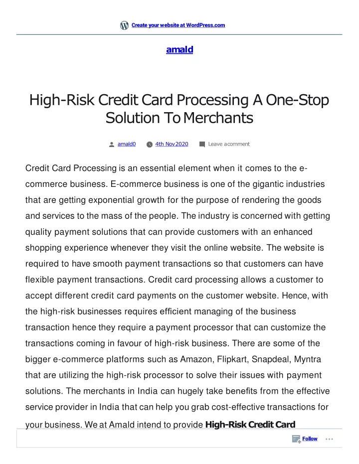 high risk credit card processing a one stop solution to merchants