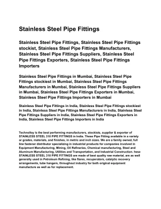 Top Traders of Stainless Steel Pipe Fittings Technolloy Inc
