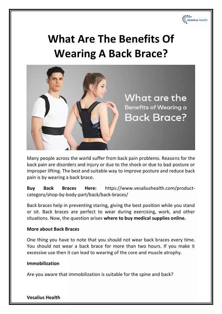 what are the benefits of wearing a back brace