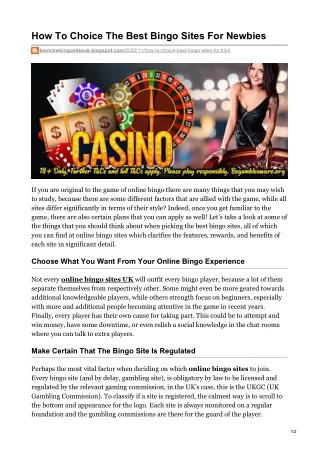 how to choice the best bingo sites for newbies