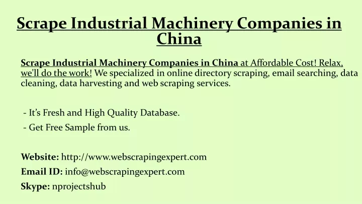 scrape industrial machinery companies in china