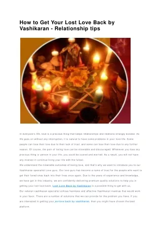 how to get your lost love back by vashikaran